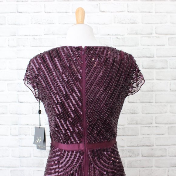 Adrianna Papell Women's Maxi Evening Prom Party Gown With Cap Sleeves - Picture 5 of 8